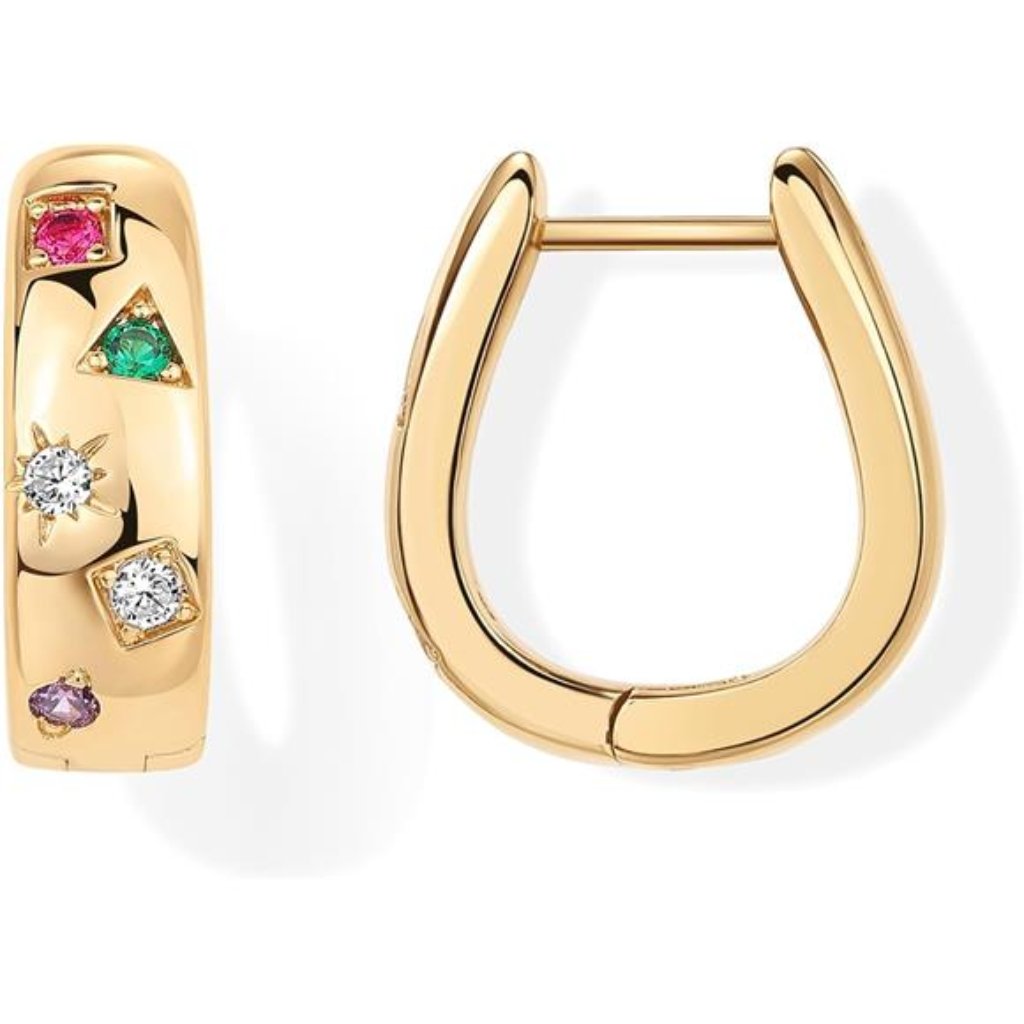 14k Gold Plated Posts Chunky Huggie Earrings For Women 45$